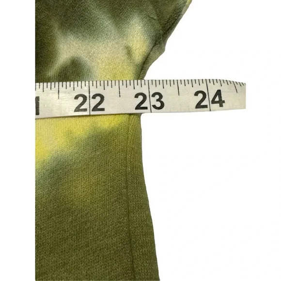 NEW Calvin Klein Jeans Medium Green & Yellow Tie Dyed Cropped Hooded Sweatshirt - Picture 5 of 7